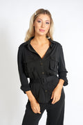Office Day Easy Black Shirt Top