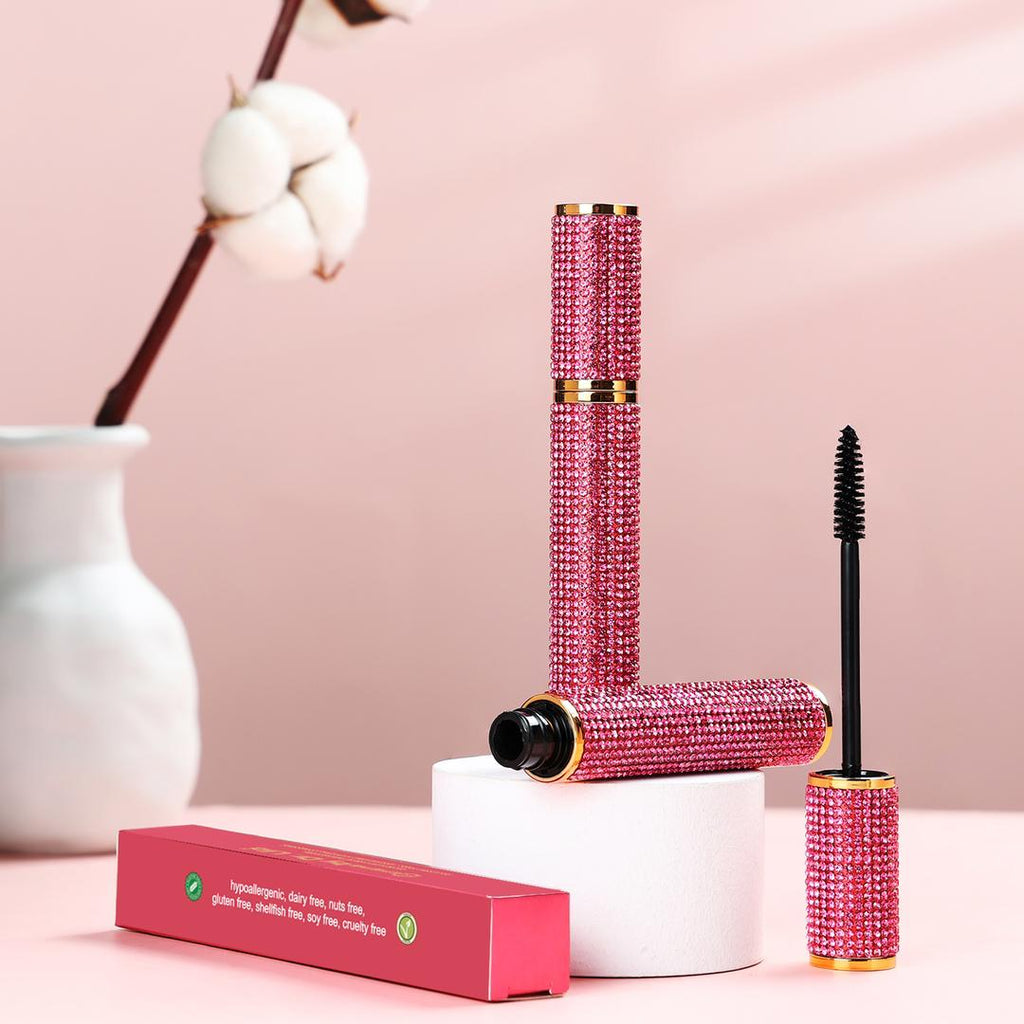 Mega Volume Vegan Mascara – Smudge-Proof with Handmade Diamond Case