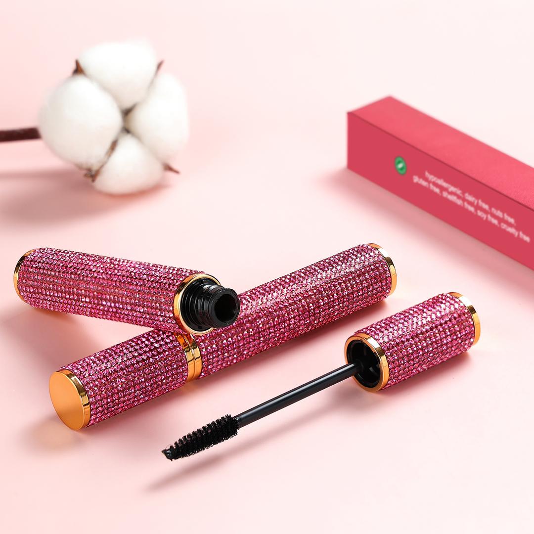 Mega Volume Vegan Mascara – Smudge-Proof with Handmade Diamond Case