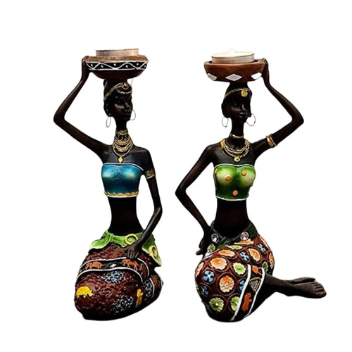 Tribal Figurine Sculpture Candle Holder for Minimalist Decor