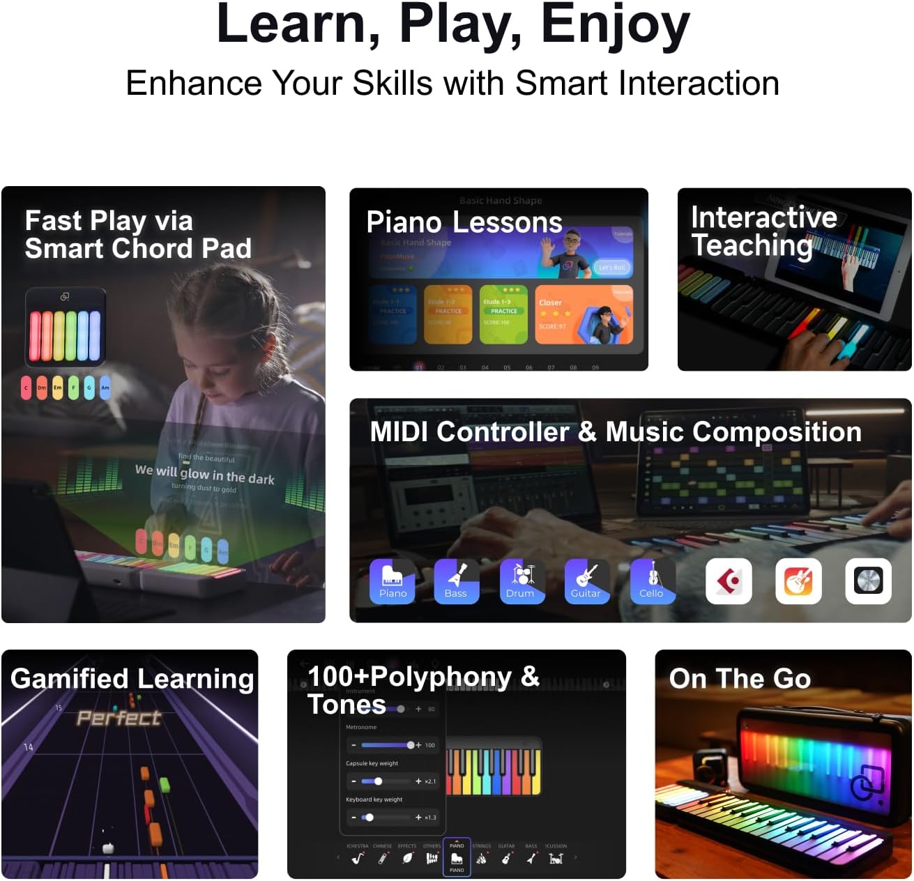 Popumusic Smart Piano Keyboard with MIDI Controller